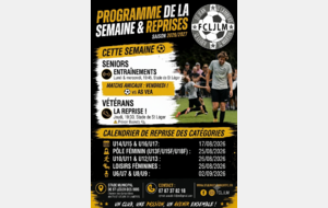 Programme entrainements de la semaine &amp; Reprise
