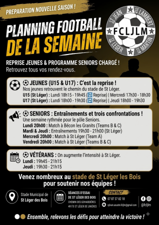 Programme entrainements de la semaine & Reprise
