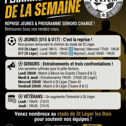 Programme entrainements de la semaine & Reprise